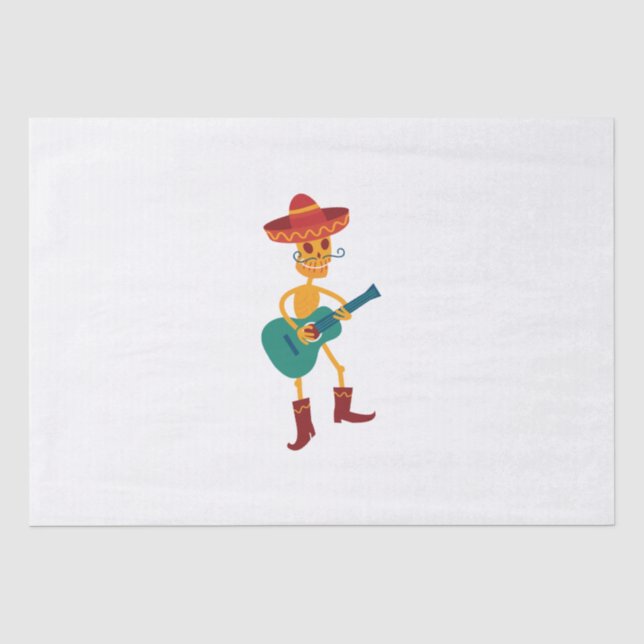 Papel De Seda Toca violão esqueleto festivo (Frente )