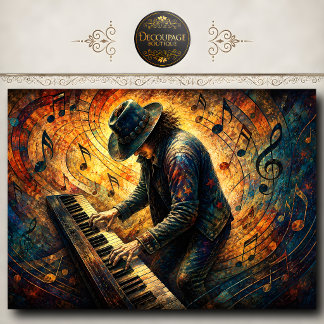 Papel De Seda Tocaidor de Piano de Rock Colorido Arte Musical Ab