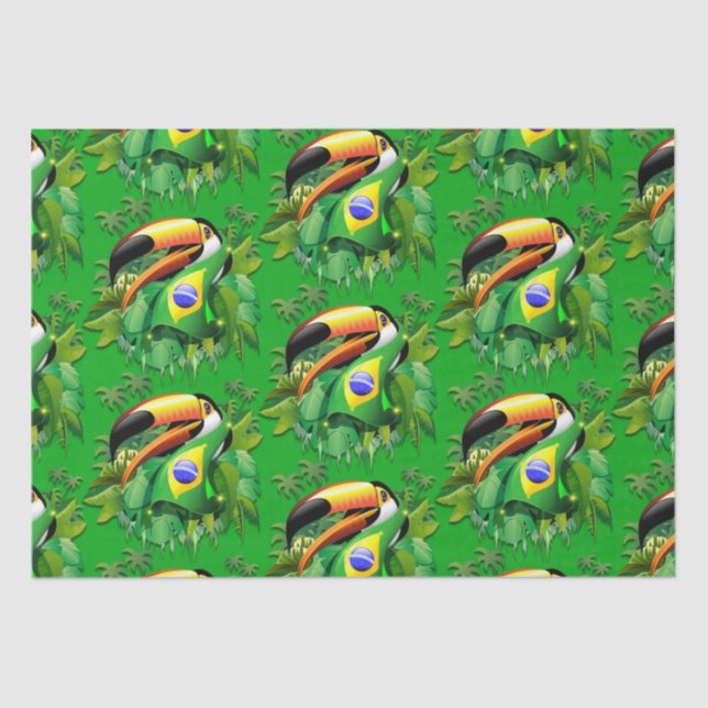 Papel De Seda Toco Toucan com bandeira do Brasil (Frente )