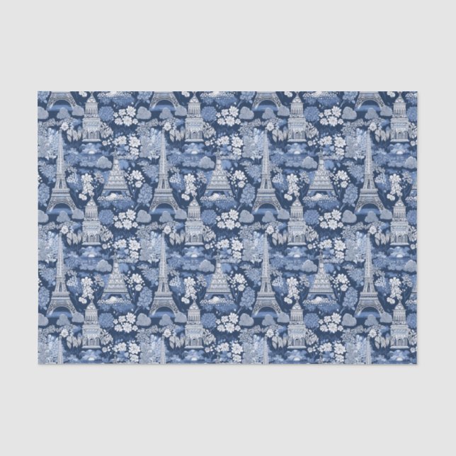 Papel De Seda Toil Azul Isolado Itriciano, com padrão (Frente )