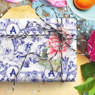 Papel De Seda Toile Azul e Branco