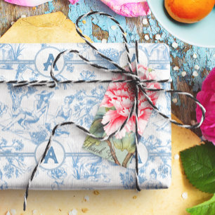 Papel De Seda Toile Azul e Branco