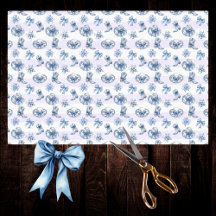 Toile Chinoiserie Blue Cowgirl em tiras roxas