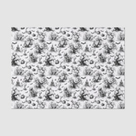 Papel De Seda Toile de Halloween Preto e Branco