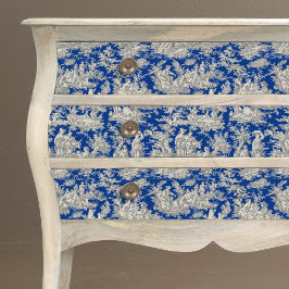 Papel De Seda Tóile de jouy azul-escura floral