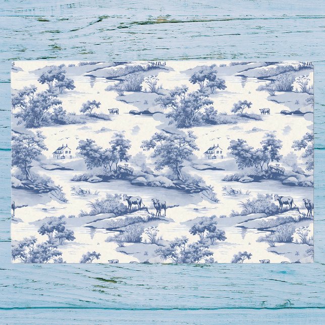 Papel De Seda Toile De Jouy Blue - Pastura Russa Francesa (Criador carregado)