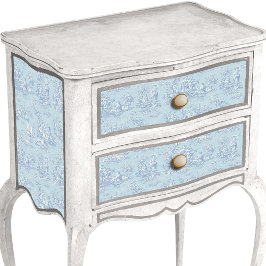 Papel De Seda Tóile de jouy, cinza azul-floral