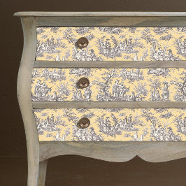 Papel De Seda Tóile de jouy, cinza floral amarelo