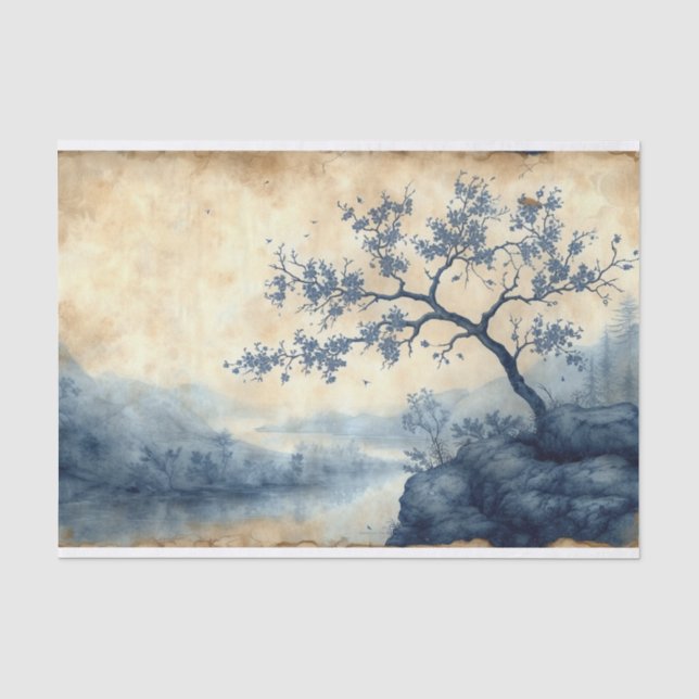 Papel De Seda Toile de Jouy continua a regar paisagem (Frente )