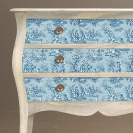 Papel De Seda Tóile de jouy floral azul-vegetativa