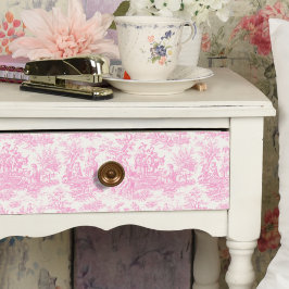 Papel De Seda Tóile de jouy floral cor-de-rosa