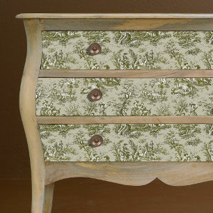 Papel De Seda Tóile de jouy floral de oliveira virgem