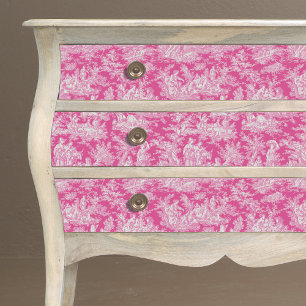 Papel De Seda Tóile de jouy, floral, rosa-quente