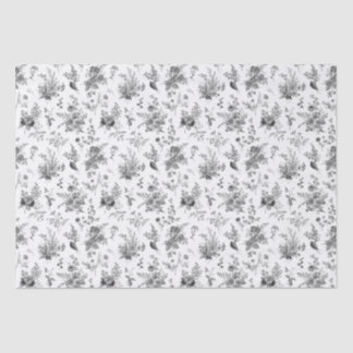 Papel De Seda Toile De Jouy Preto Vintage Floral Chinoiserie