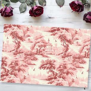 Papel De Seda Toile De Jouy Red Cottage Landscape