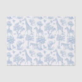 Papel De Seda Toile de Jouy Safari animais poeirentos azuis eleg