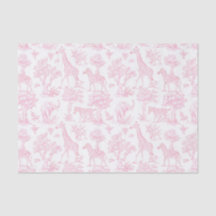 Toile de Jouy Safari animais rosa-elegantes e boni