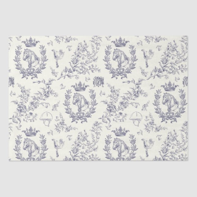 Papel De Seda Toile Equestre Clássico Azul-Chic (Frente )