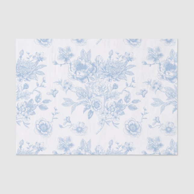 Papel De Seda Toile Floral Azul (Frente )