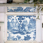 Papel De Seda Toile francês Elegante Blue e White Vintage<br><div class="desc">Vintage,  histórica do século 18,  design francês azul e branco toile de jouy com senhoras e senhores em período elegante vestidos entre árvores,  um lago e ruínas clássicas de pedra.</div>
