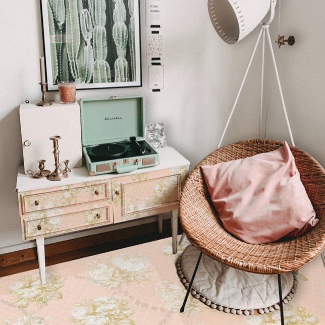 Papel De Seda Toile French Floral Buquê Rosa Dourada Ephemera (Criador carregado)