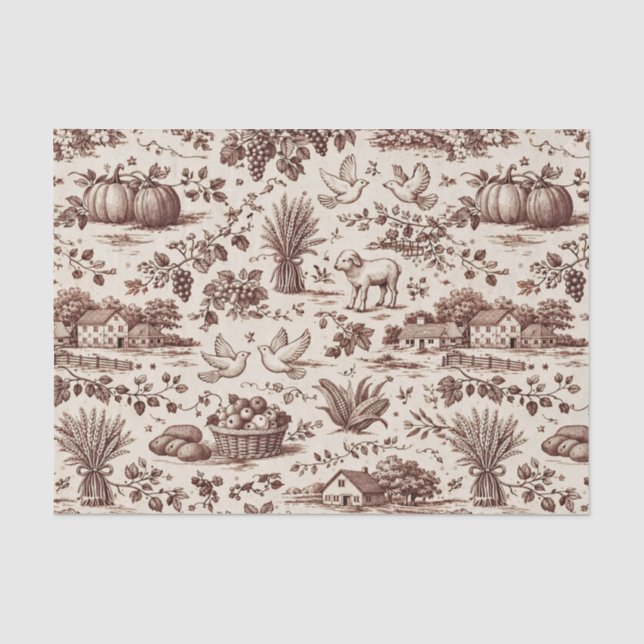 Papel De Seda Toile Marrom Sépia de Colheita (Frente )