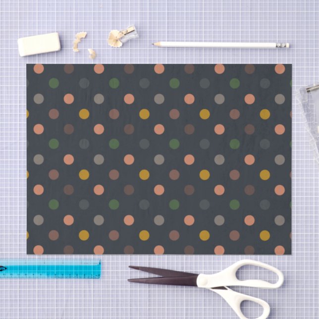 Papel De Seda Tom Florestal Tom Terra Escura Desenho de Bolinhas (Arte )