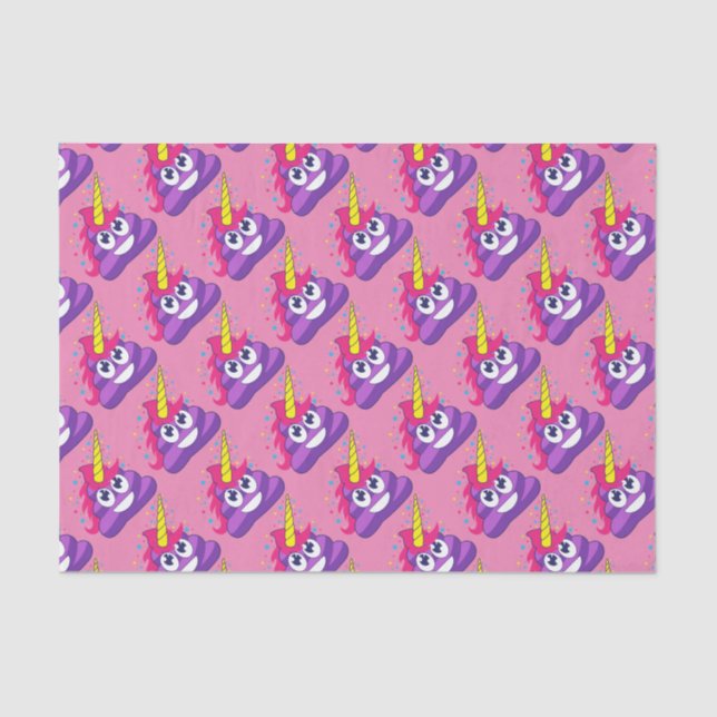 Papel De Seda Tombadilho roxo bonito Emoji do unicórnio (Frente )