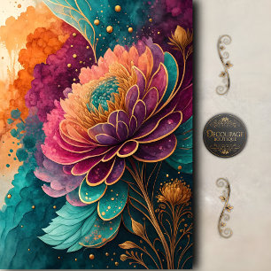 Papel De Seda Tonal Floral Decoupage Joia Radiante