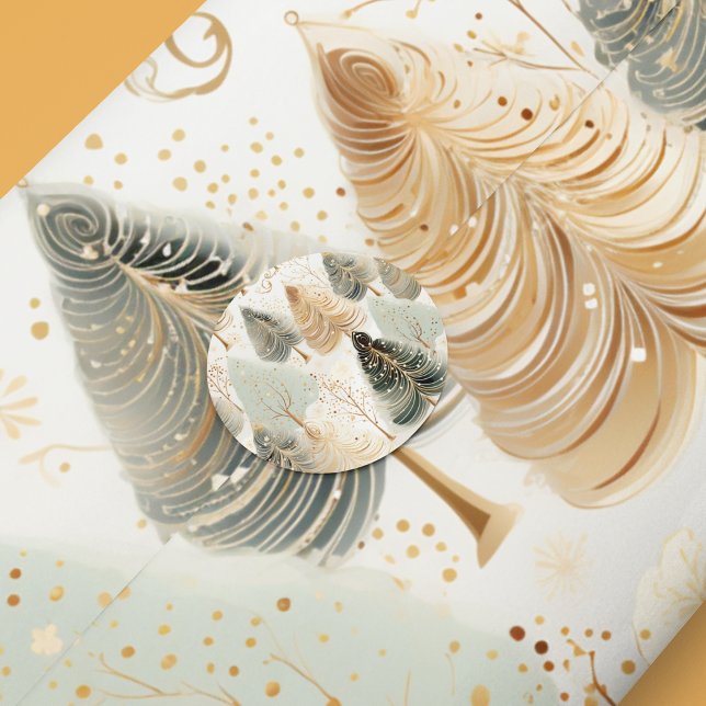 Papel De Seda Tons Neutros Que Capacitam A Magia De Natal (Tissue paper in neutral tones with autumn trees for the holidays. Grab matching stickers too! )