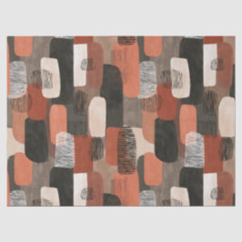 Papel De Seda Tons Terrosos Boho Padrão Abstrato Terracota