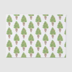 Papel De Seda Topiário da Árvore de Natal de Aquarela