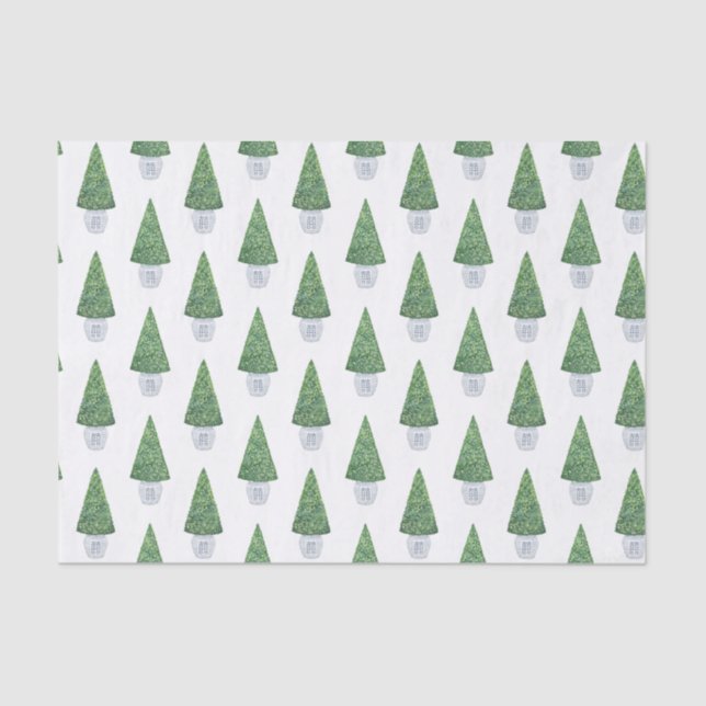 Papel De Seda Tópico Clássico Da Madeira De Boxwood E Pote Branc (Frente )