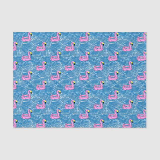 Papel De Seda Toque de piscina de flamingos (Frente )
