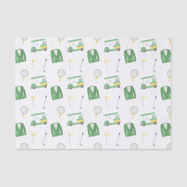 Papel De Seda Torneio de Golfe Verde e Amarelo (Frente )