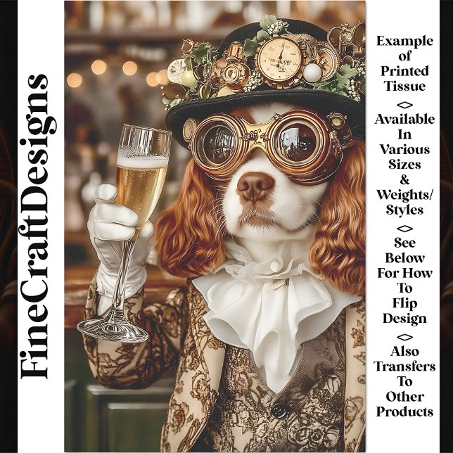 Papel De Seda Torrada de Cachorro Spaniel Steampunk Fofa Decoupa (Criador carregado)