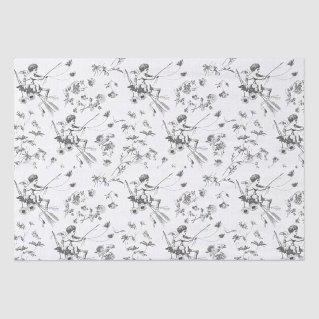 Papel De Seda Torre-branca-branca Cupido Angel Black-Black (Frente )