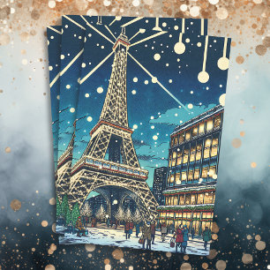 Papel De Seda Torre Eiffel em Paris, França na Hora de Natal