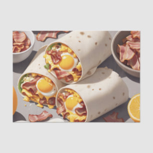 Papel De Seda Tortilha de Bacon Ovo Queijo para o Café da Manhã