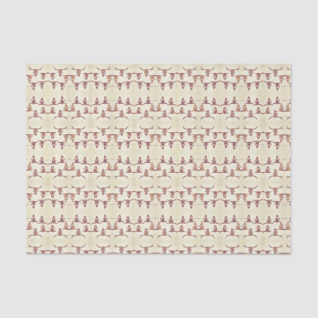 Papel De Seda Touro Skulls Castanho Beige País Dissociação Rústi (Frente )