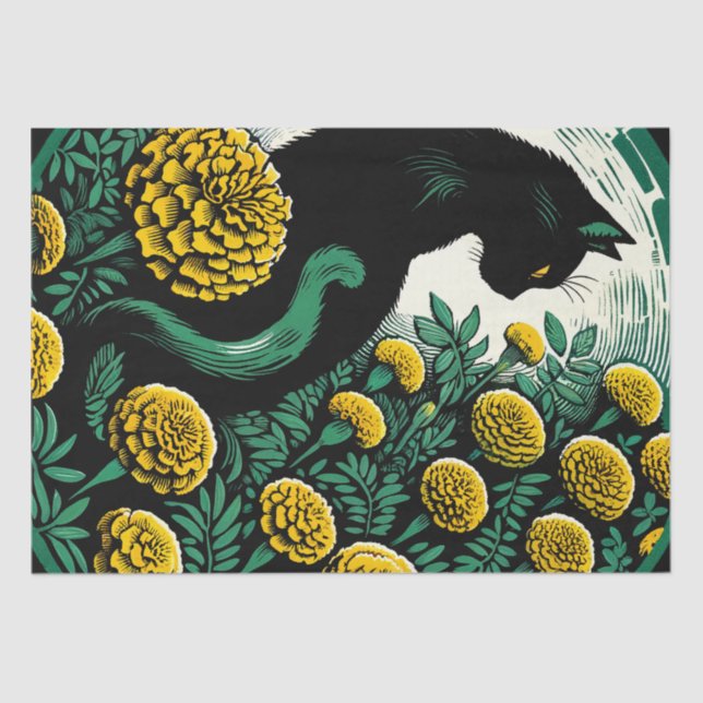 Papel De Seda Trabalho de arte de Gatos Negros de Arte Negra (Frente )