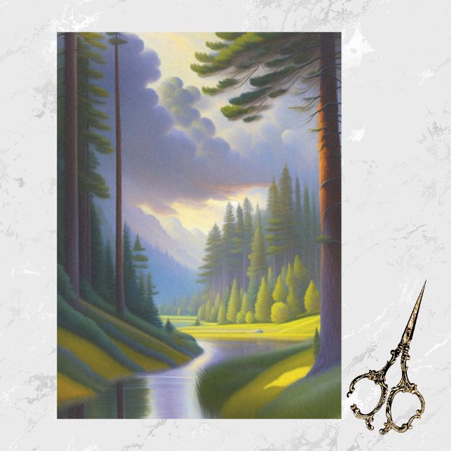 Papel De Seda Trabalho de arte de Paisagem das Nuvens Verdes Mod (Criador carregado)