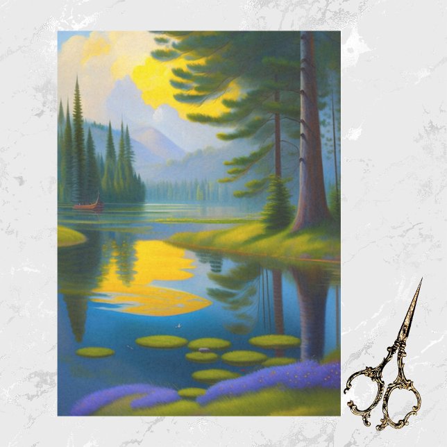 Papel De Seda Trabalho de arte de Paisagem de Água das Árvores V (Criador carregado)