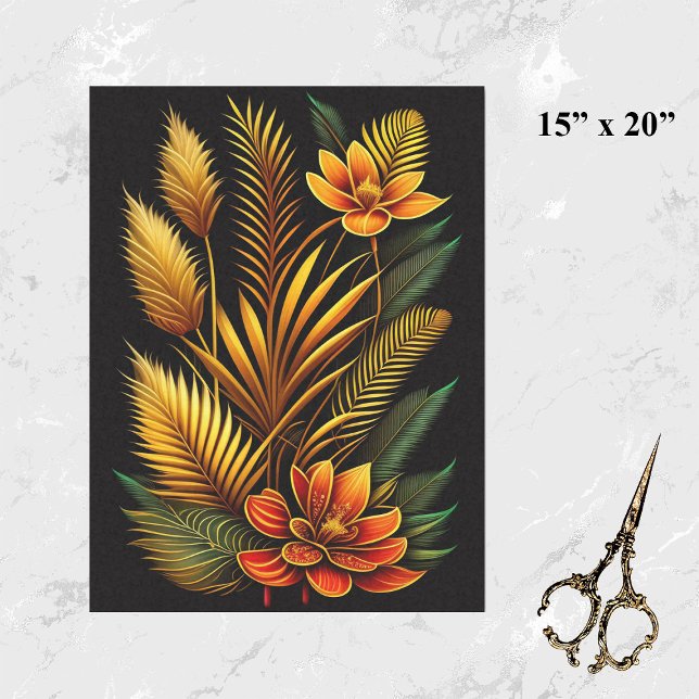 Papel De Seda Trabalho de arte Floral Laranja Tropical (Criador carregado)