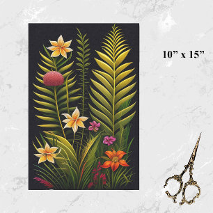 Papel De Seda Trabalho de arte Floral Verde Tropical Pequeno