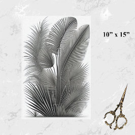 Papel De Seda Traço preto branco botânico pequeno