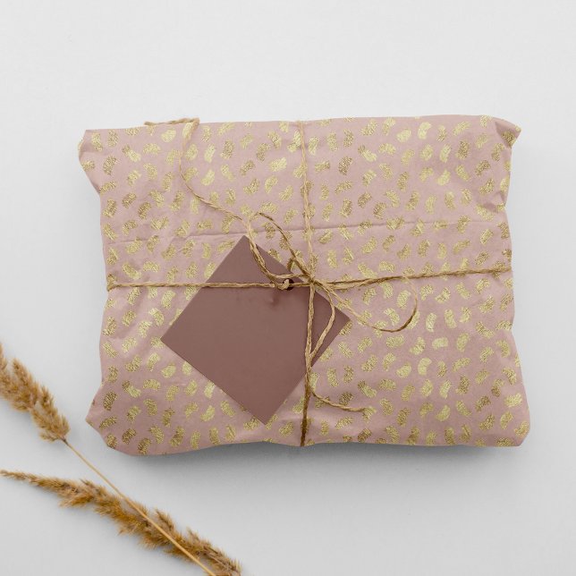 Papel De Seda Traços de pintura de Ouro bege Blush Boho #D6AEA3 (Criador carregado)