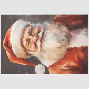 Papel De Seda Tradicional Papai Noel sorri chapéu vermelho