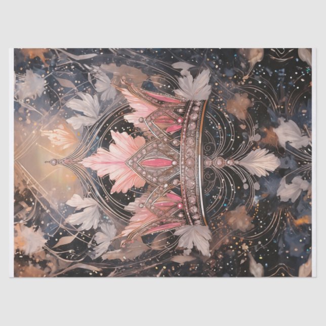 Papel De Seda Tragam a Coroa de Joias Rosa (Frente )