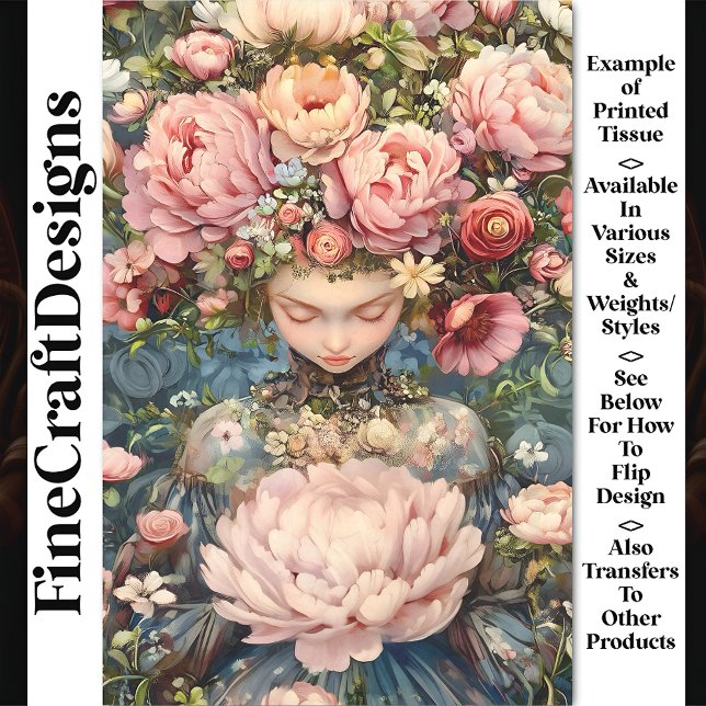 Papel De Seda Tranquil Eetéreo Rapariga Lush Flores AG1Z Decoupa (Criador carregado)